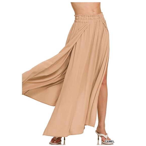 Zenana Outfitters Dresses & Skirts - Zenana - Woven Crinkle Gauze Long Skirt - Large